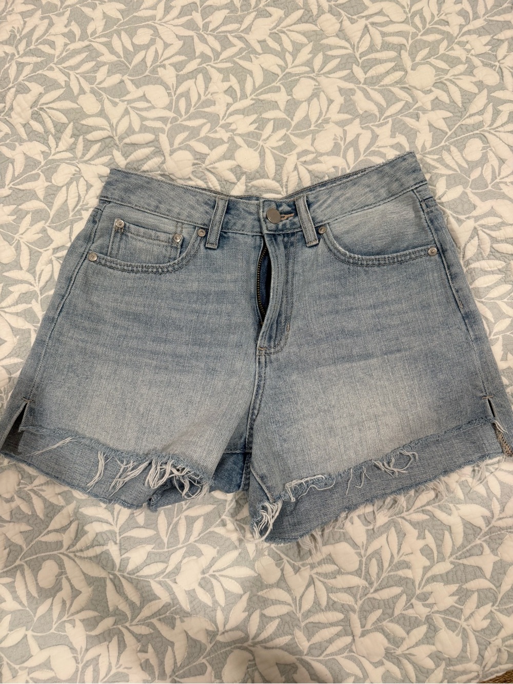 Just Black Light Blue Distressed Denim Shorts